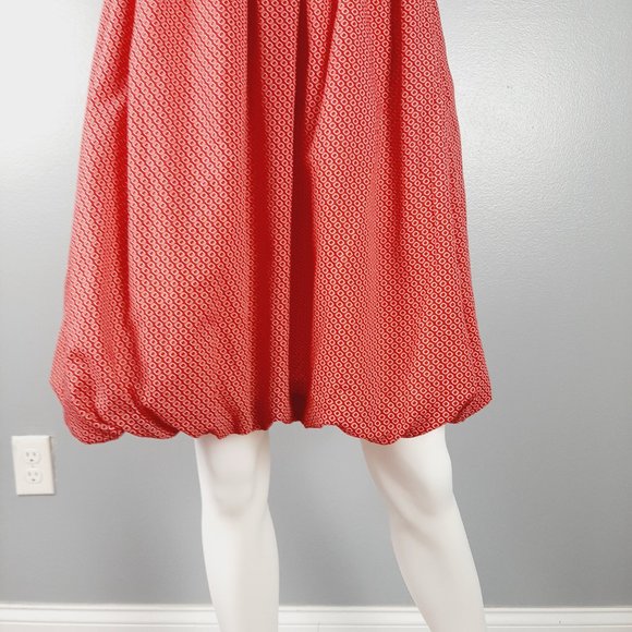 Karin Stevens Womens Bubble Dress Size 8 Red Geometric Print Sweetheart Neckline - Picture 3 of 10